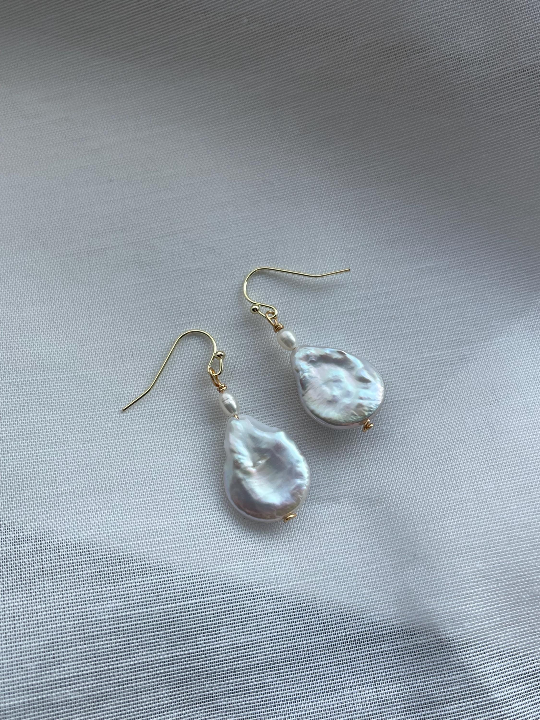 Baroque Coin Pearl Earrings