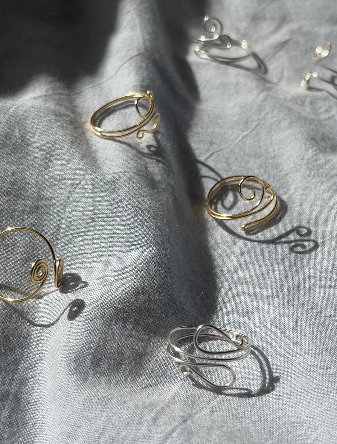 Gold and Silver Wire Wrap Rings