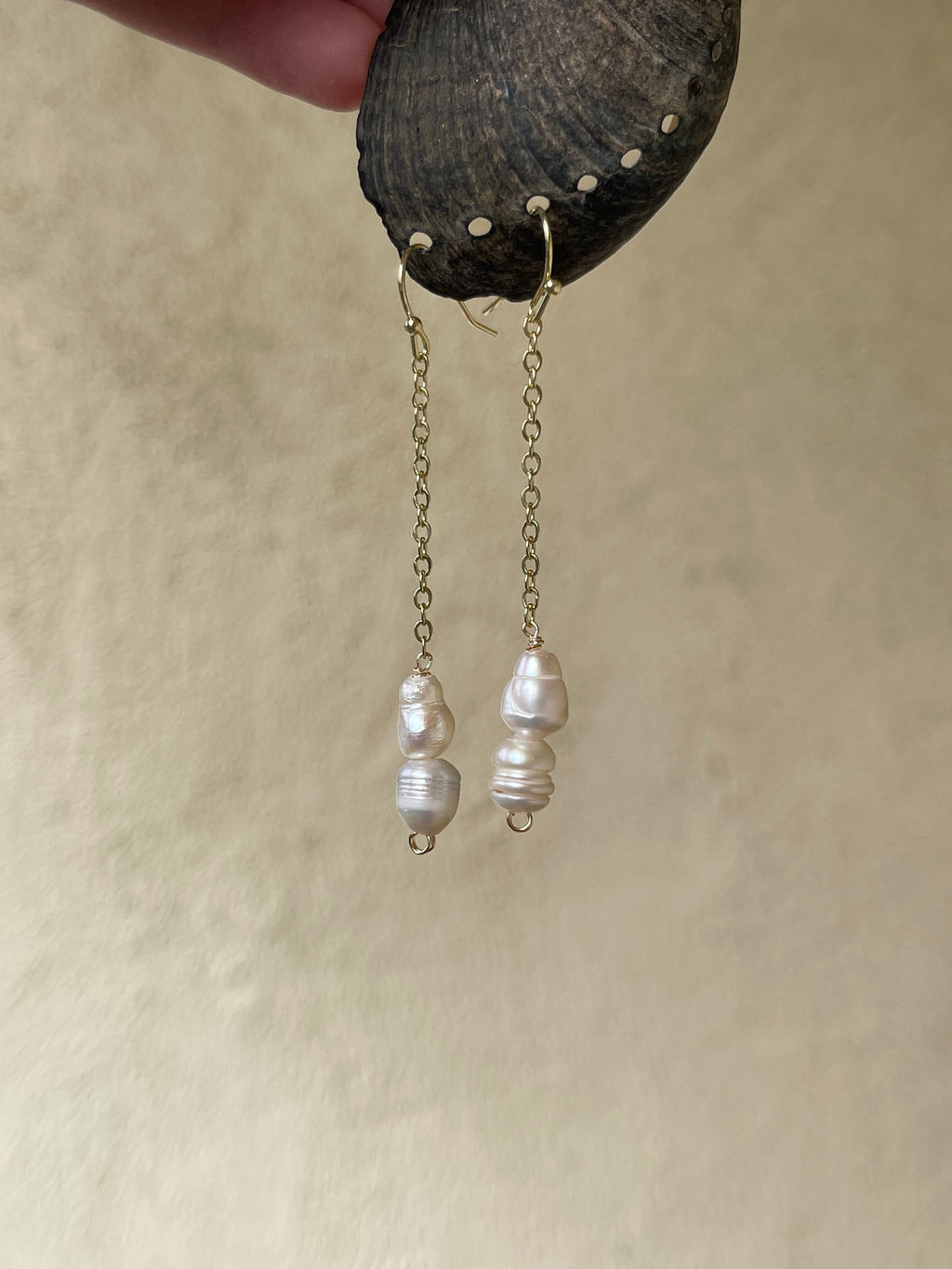 Double Pearl Drop Earrings