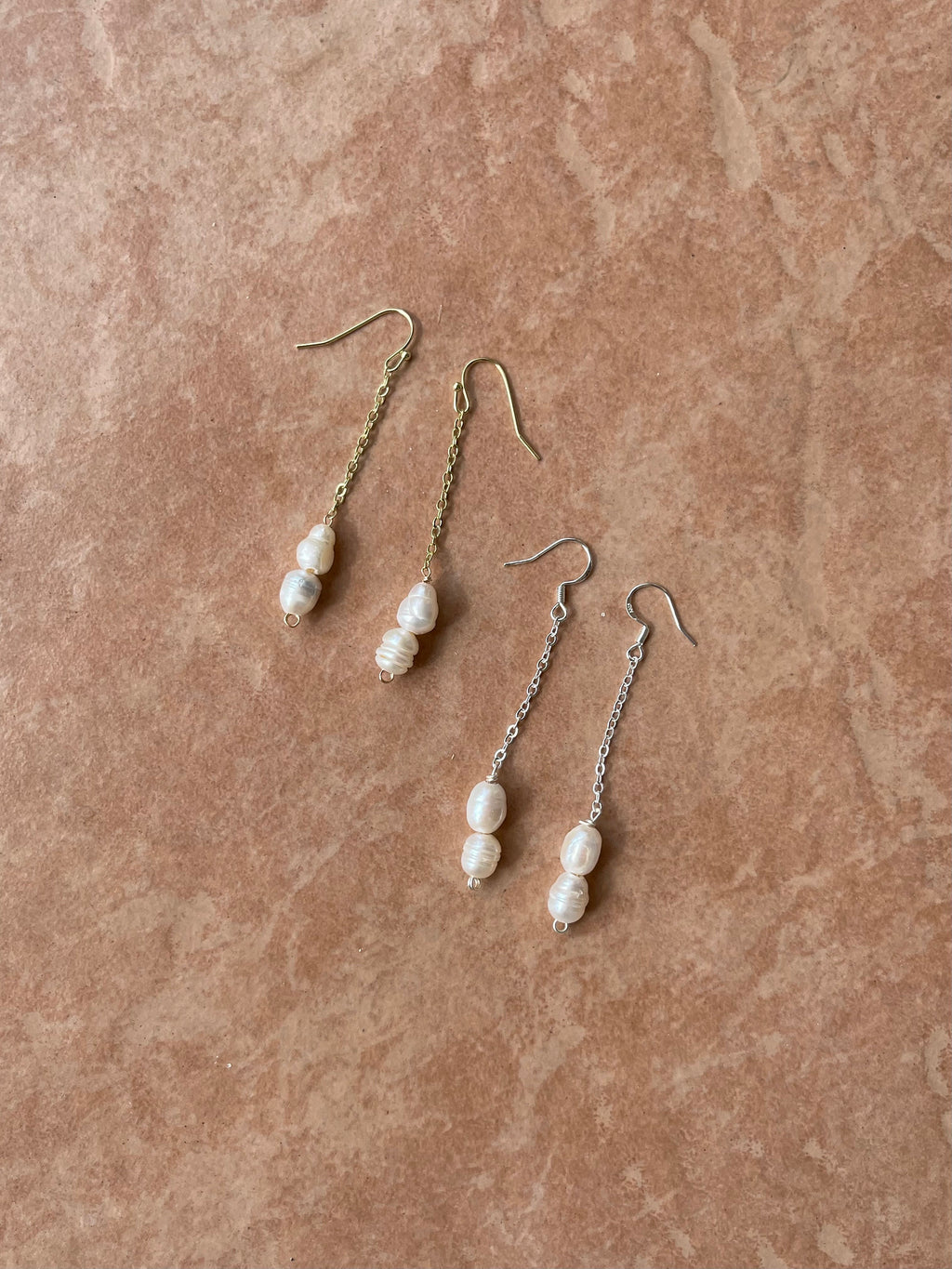 Double Pearl Drop Earrings