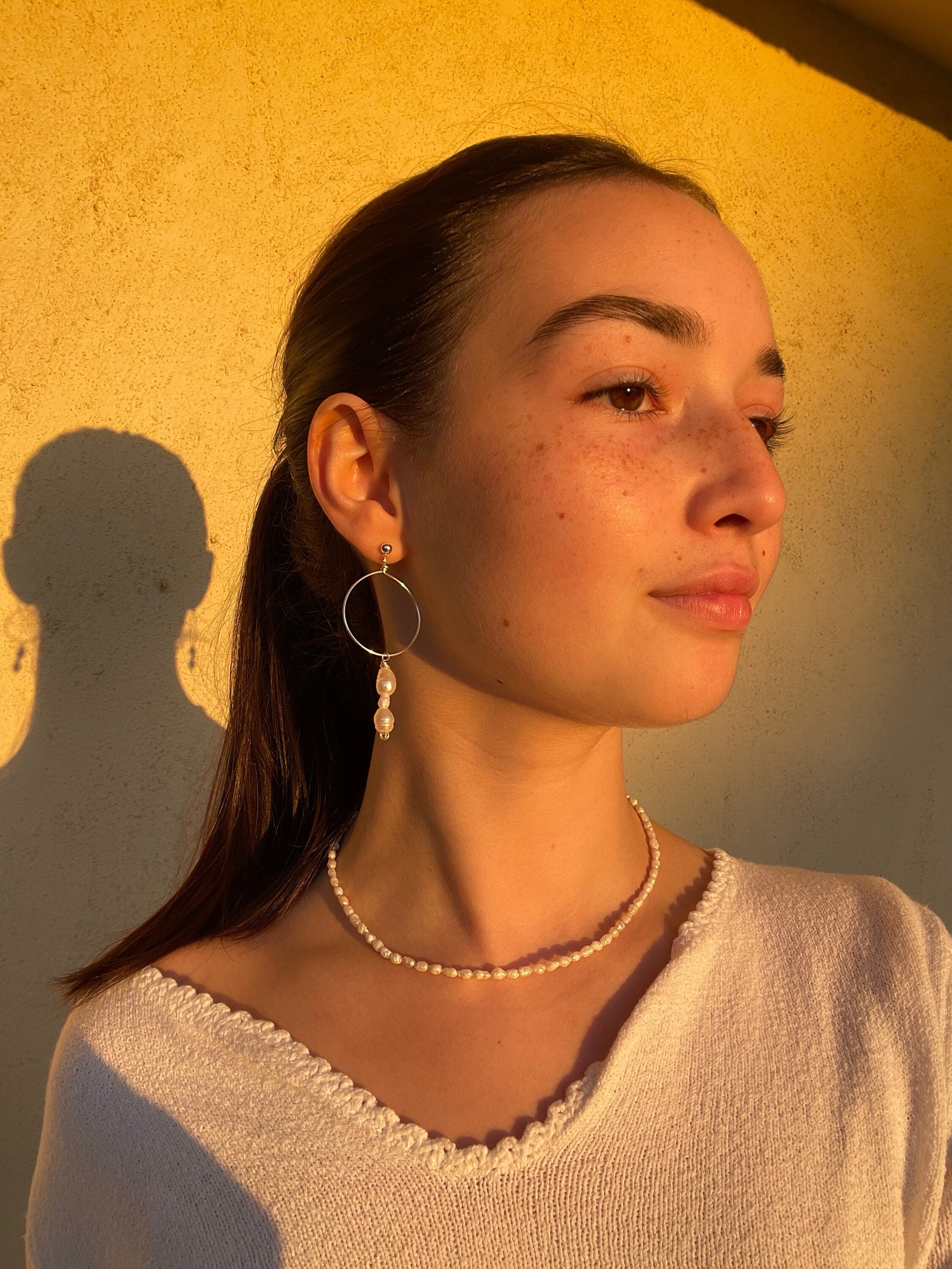 Triple Pearl Hoops