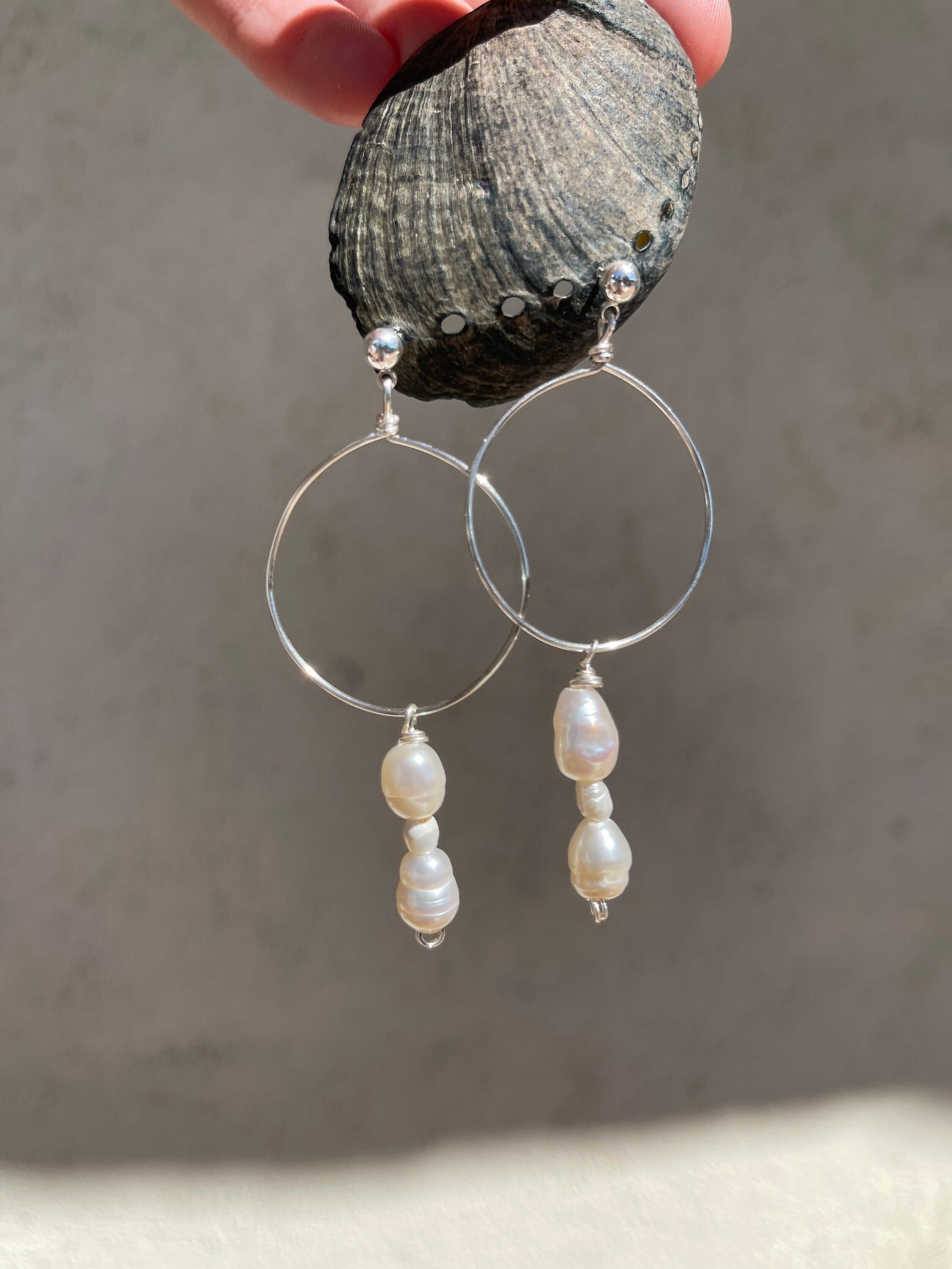 Triple Pearl Hoops