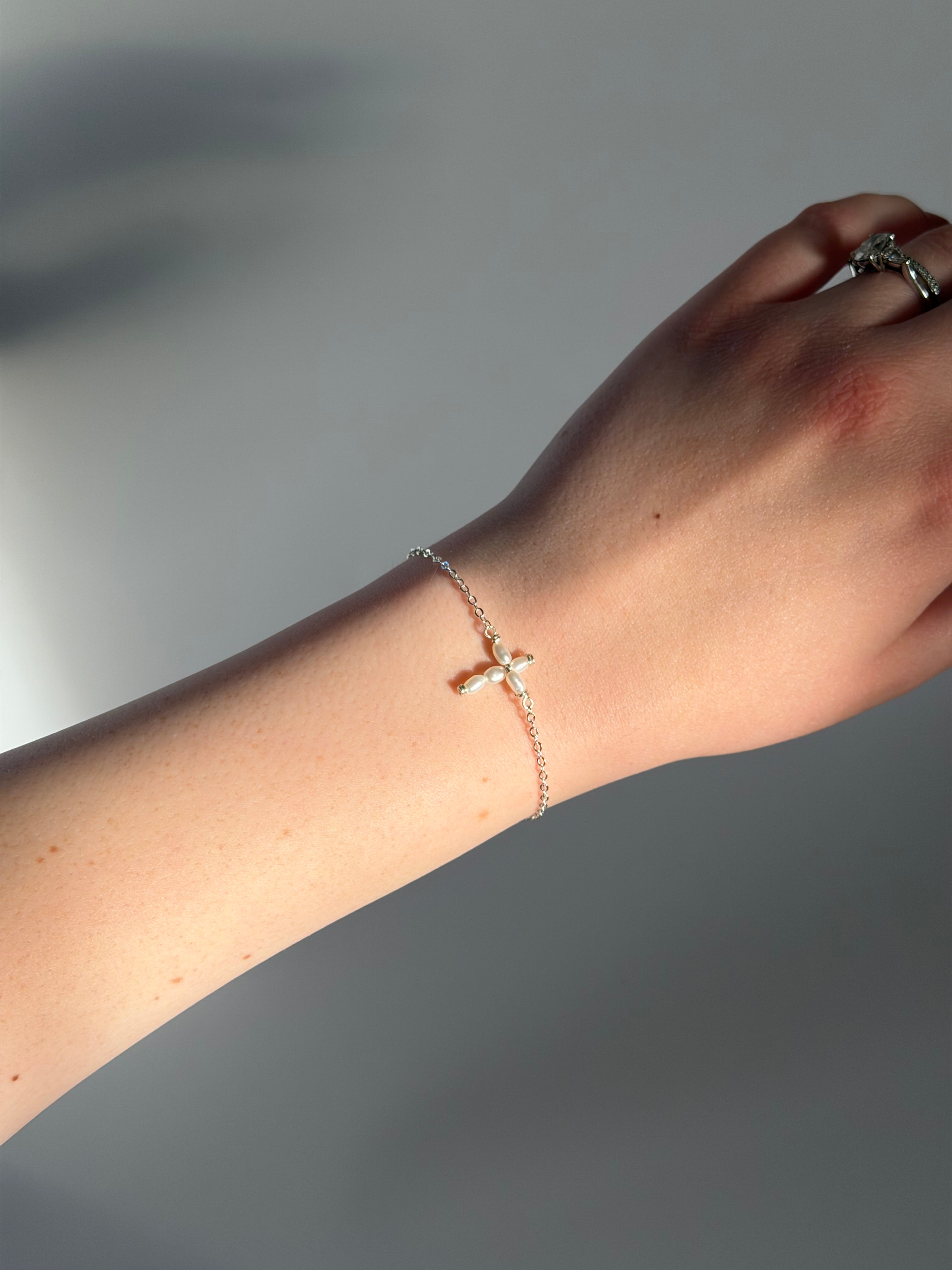 Pearl Cross Bracelet