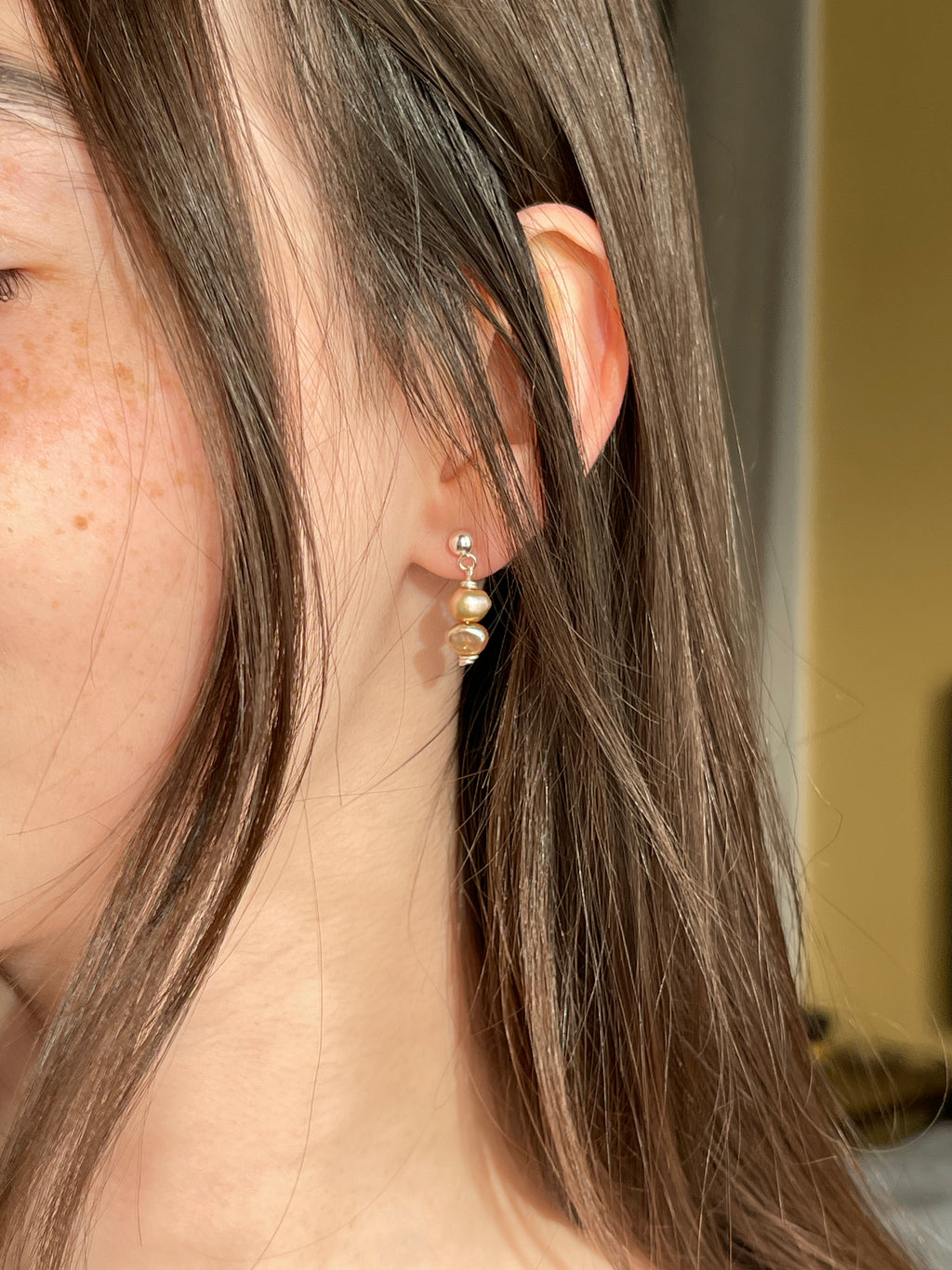 Golden Pearl Studs