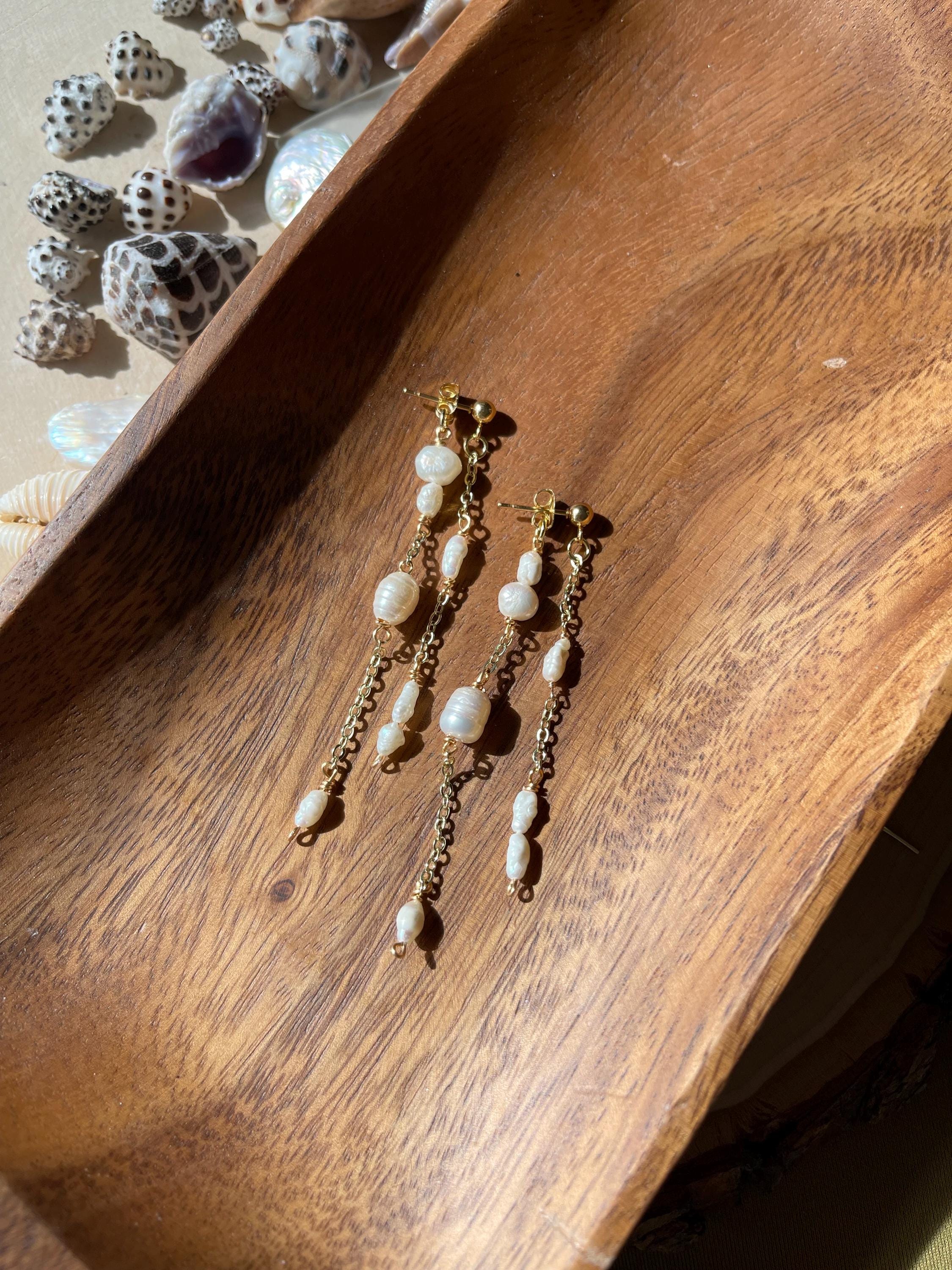 Wispy Pearl Studs