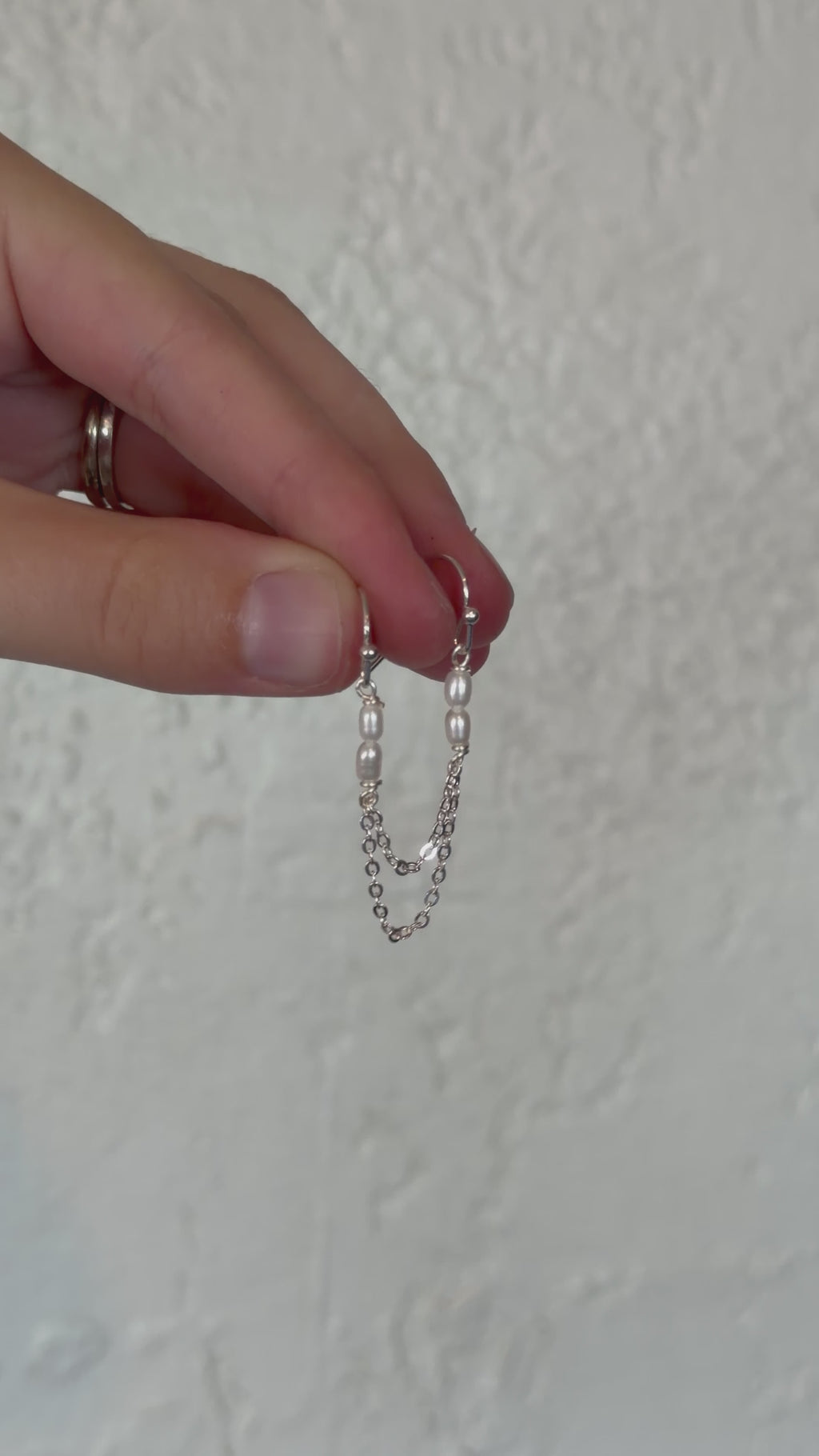 Pearl Drape Double-Piercing Earrings