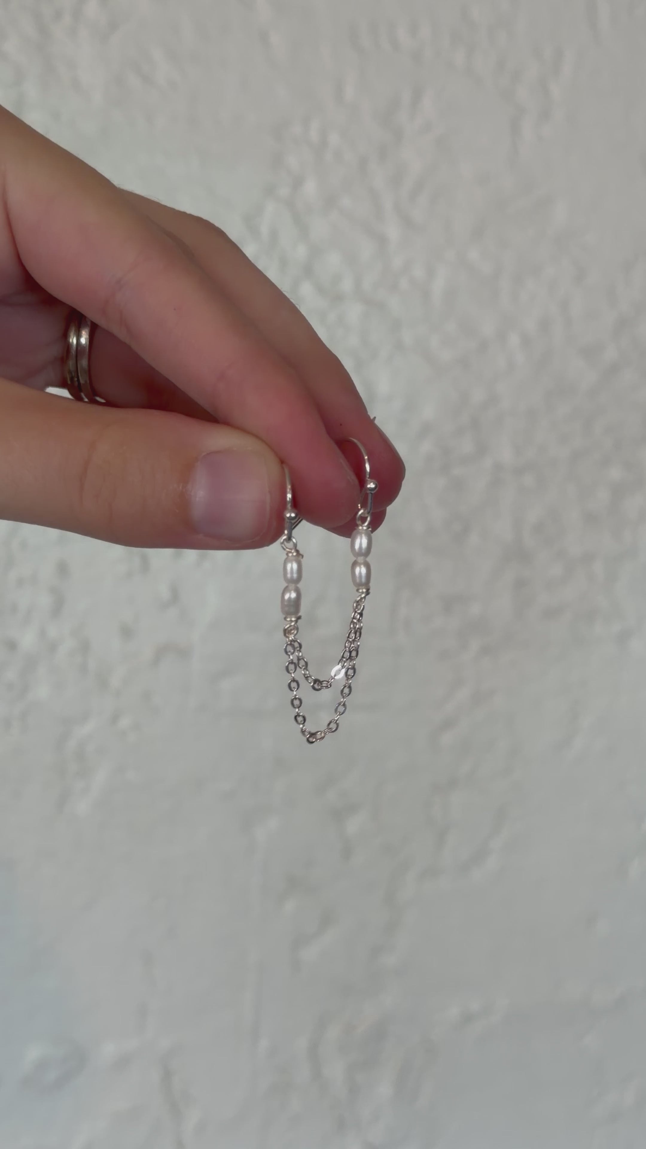 Pearl Drape Double-Piercing Earrings
